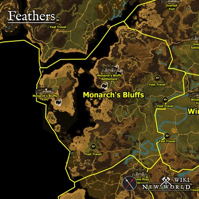 feathers monarchs bluffs map new world wiki guide 400px