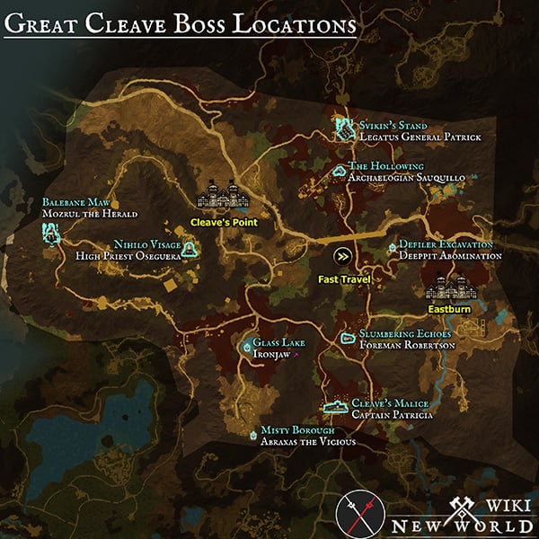 great cleave bosses map elite spawn locations named unique loot new world wiki guide 600