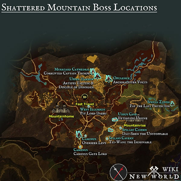 shattered mountain bosses map elite spawn locations named unique loot new world wiki guide 600