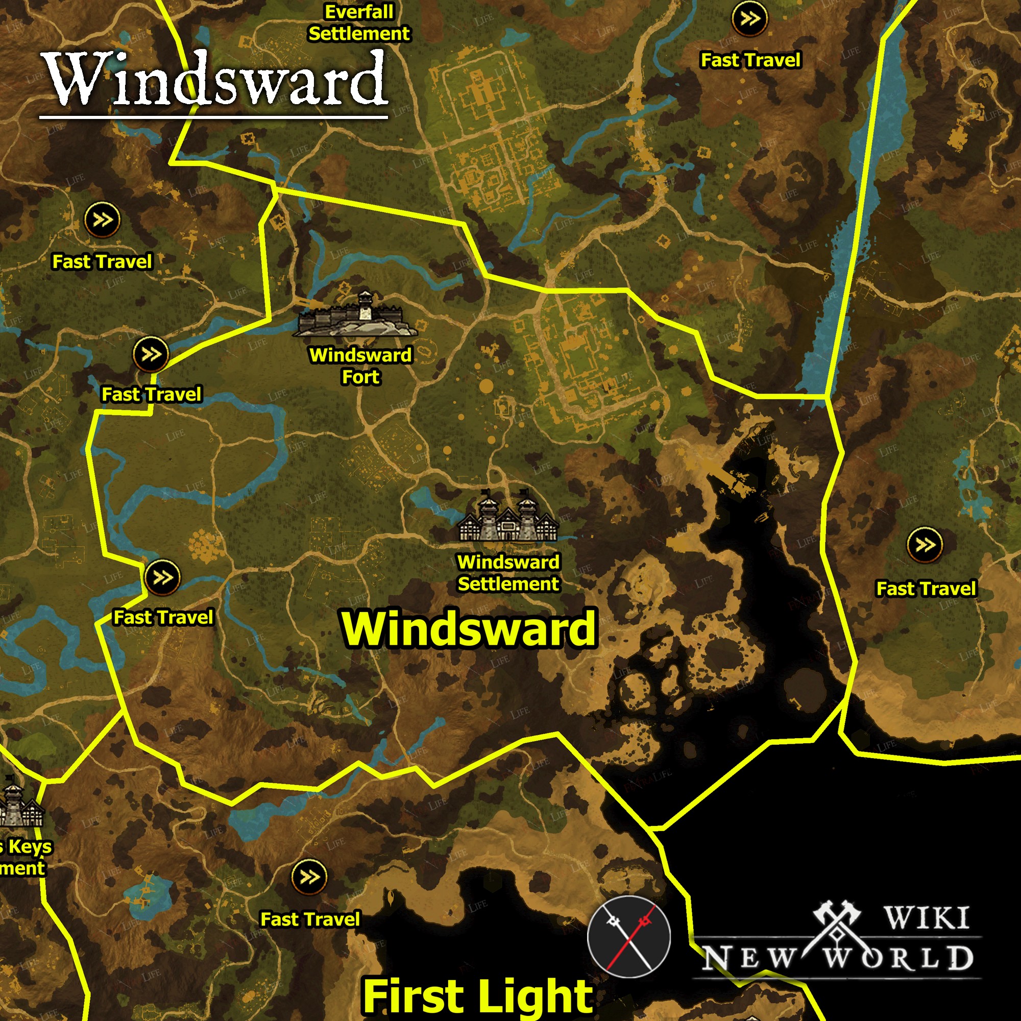 Windsward Map for New World MMO